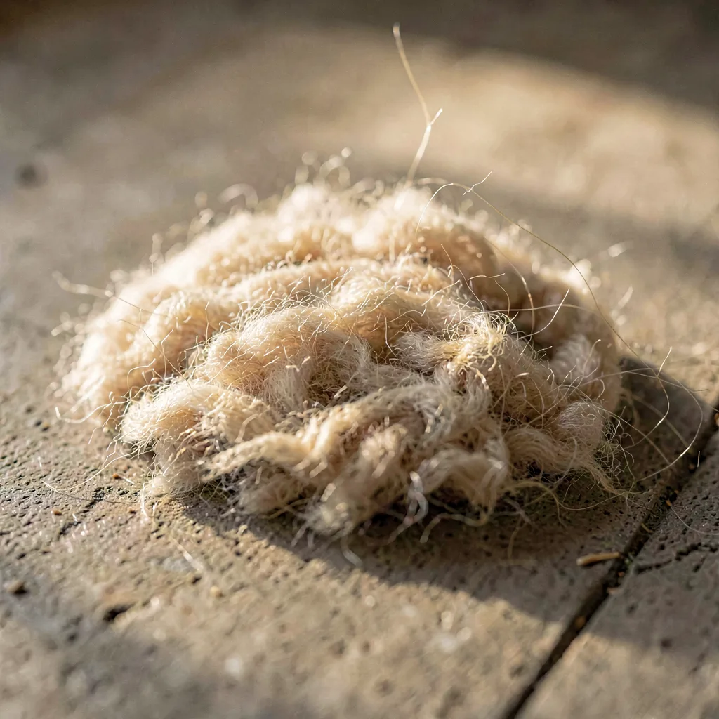 A pile of soft loose undercoat brushed out during a de-shed